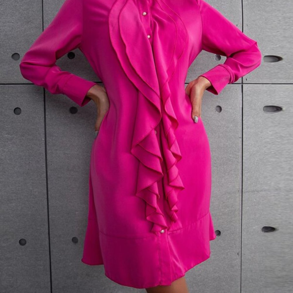 Hot pInk Long Sleeved Dress - Picture 7 of 9